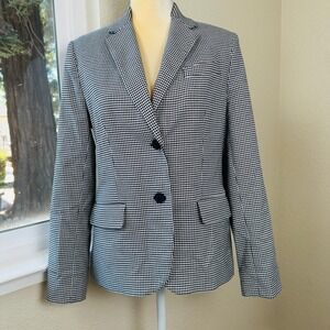 Lauren Ralph Lauren Houndstooth Blazer Womens 6 Black White Office Professional